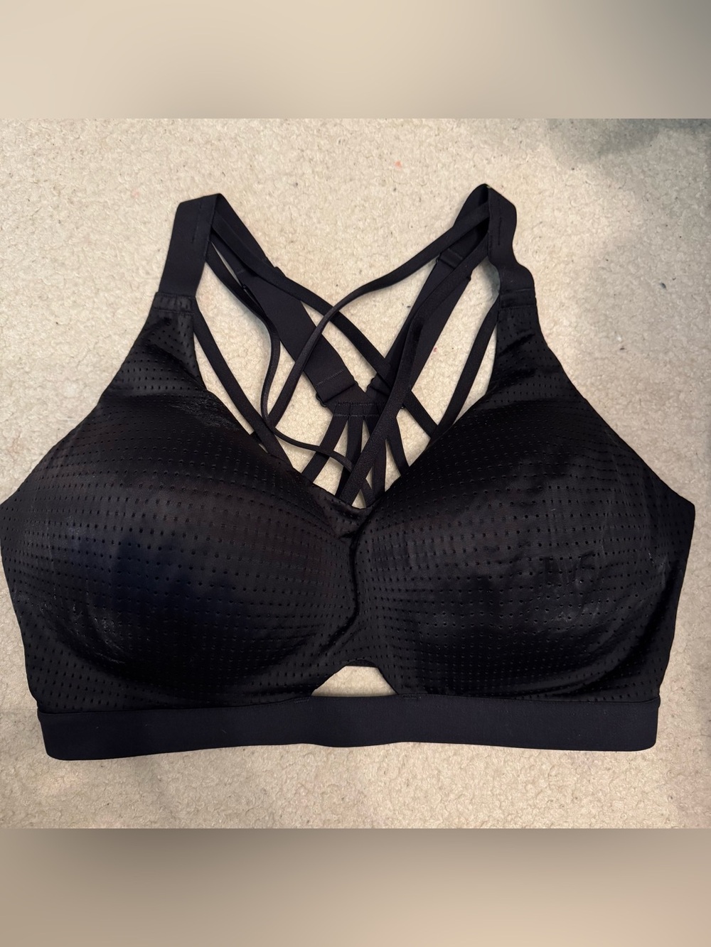 Strappy Wireless Sports Bra in Black - Women Intimates